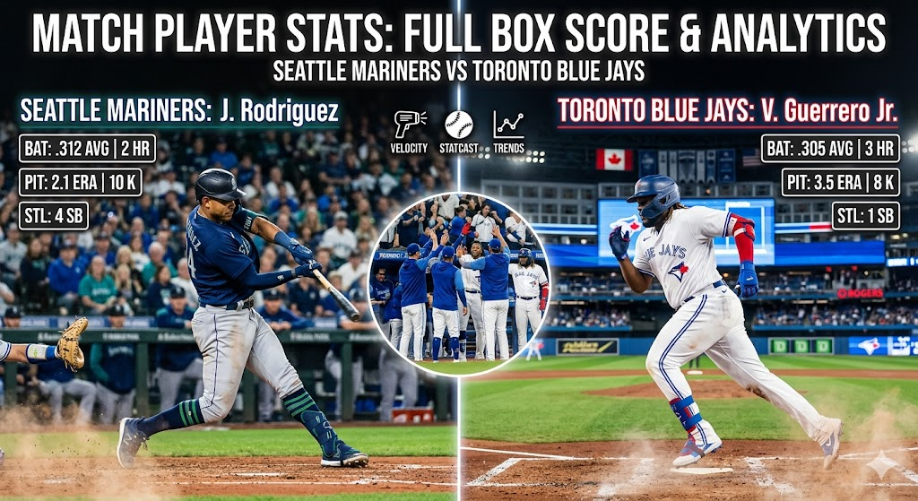 Seattle Mariners vs Toronto Blue Jays Match Player Stats