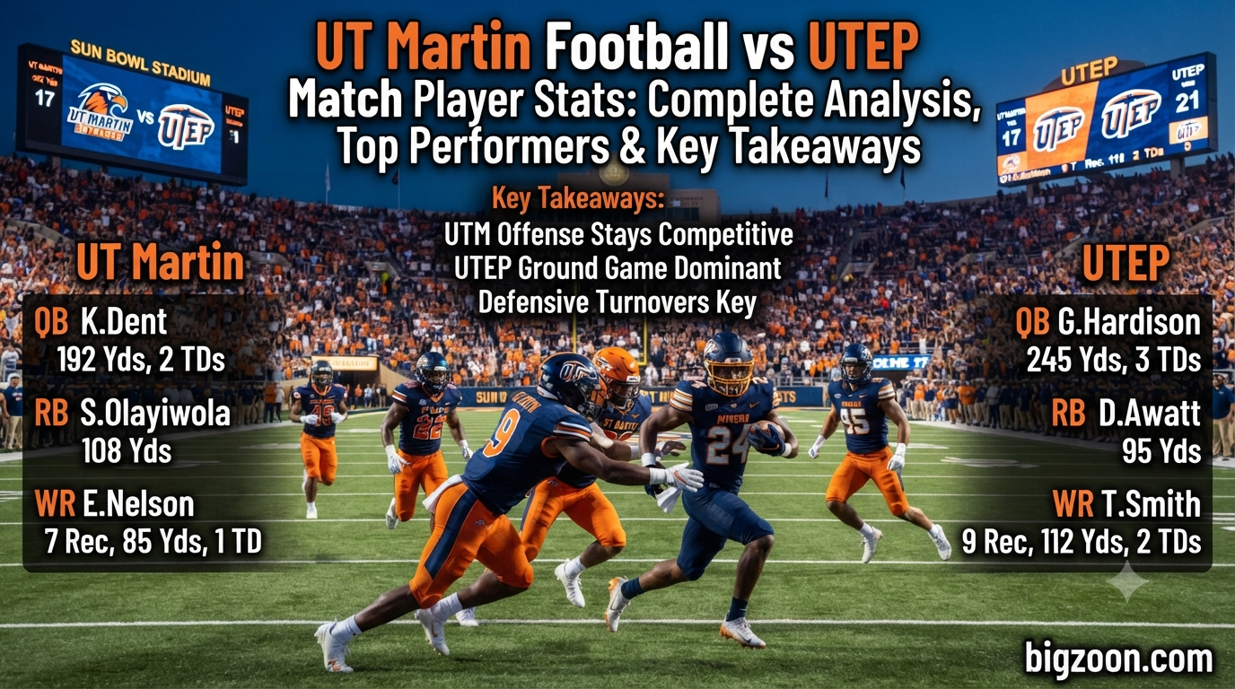 UT Martin Football vs UTEP Football Match Player Stats